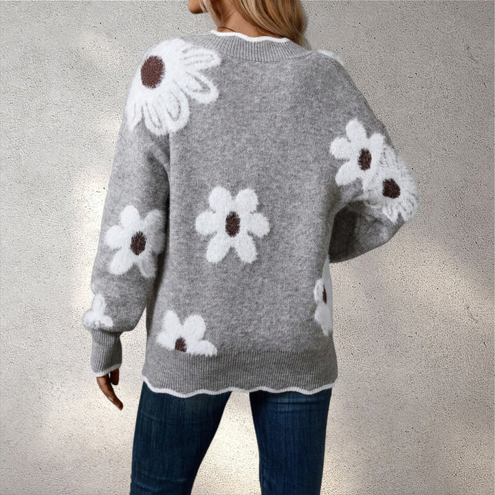 LYSEN | Vilnas džemperis ar ziediem
