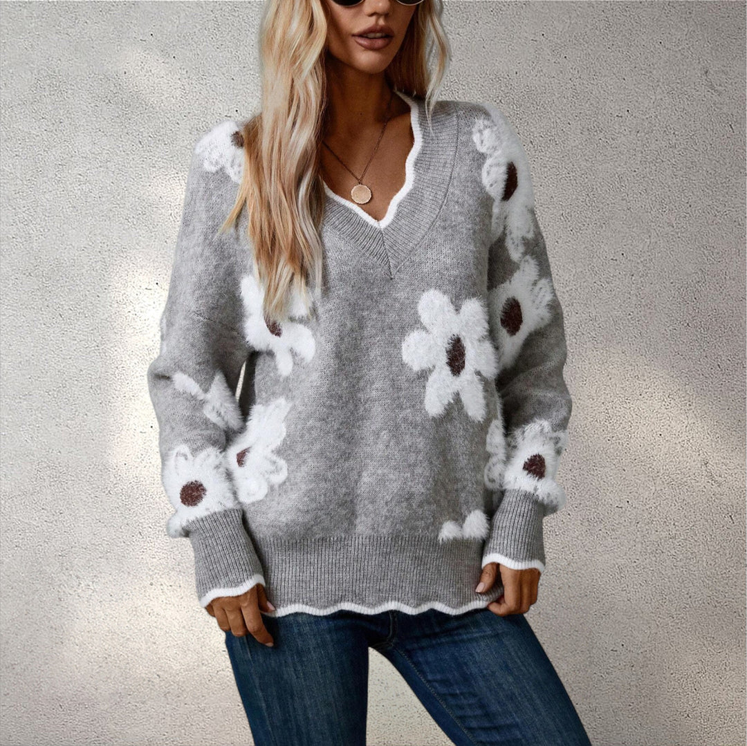 LYSEN | Vilnas džemperis ar ziediem