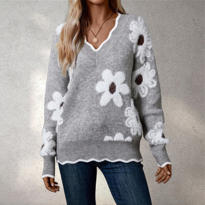 LYSEN | Vilnas džemperis ar ziediem