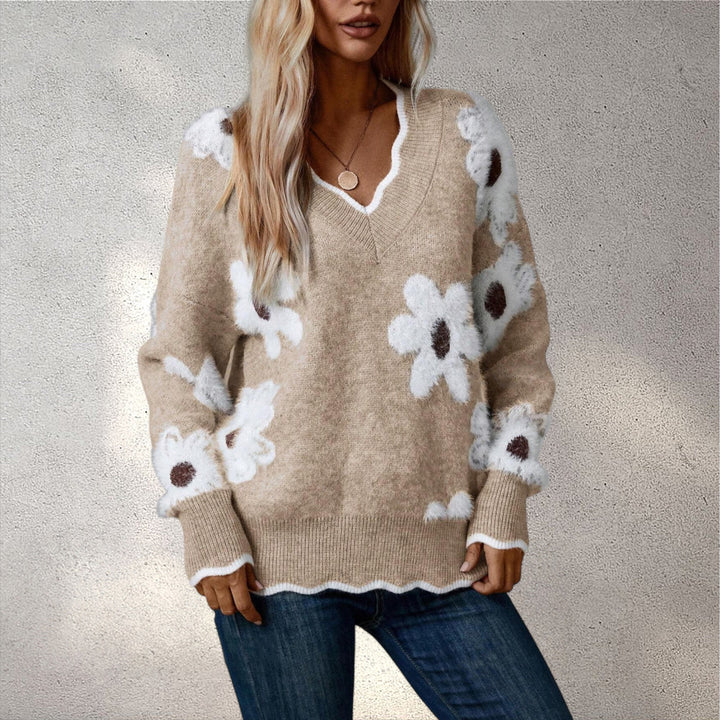 LYSEN | Vilnas džemperis ar ziediem