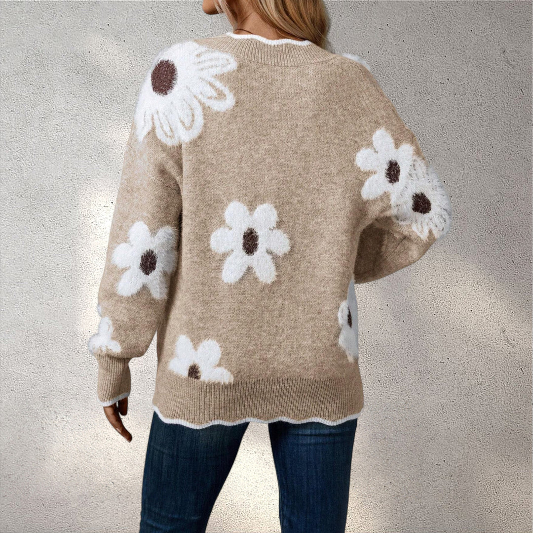 LYSEN | Vilnas džemperis ar ziediem
