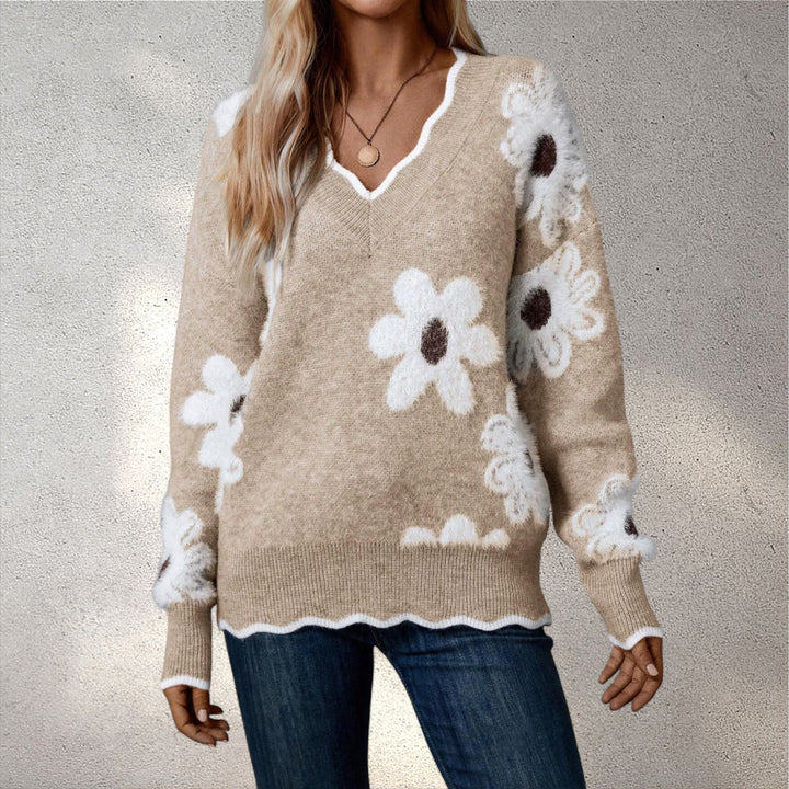 LYSEN | Vilnas džemperis ar ziediem